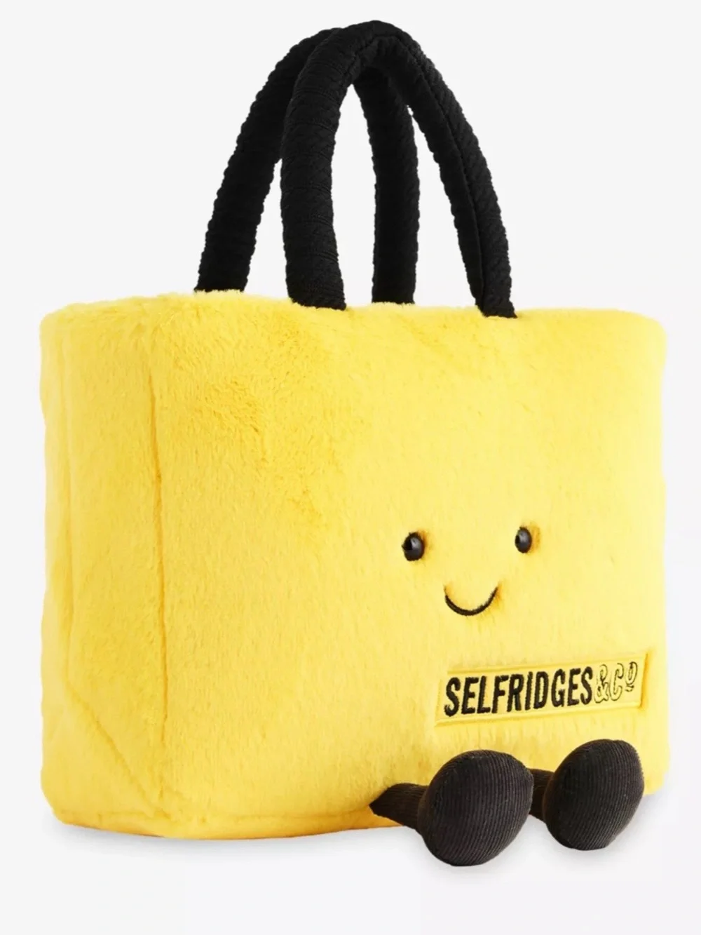 NWT Authentic Jellycat Yellow Selfridges Exclusive Tote Bag with Black Handles